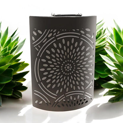 Small Metal Curved Moroccan Solar Wall Panel – 25.5 x 19 x 5.5 CM | Solar-Powered Outdoor Wall Art | Weatherproof Garden Panel for Patio