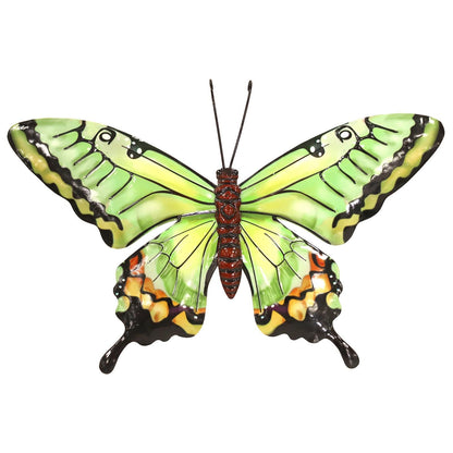Medium Metal Green Butterfly Wall Art – 23 x 37 x 1 CM | Hand-Painted 3D Butterfly Decoration | Weatherproof Metal Wall Décor for Garden