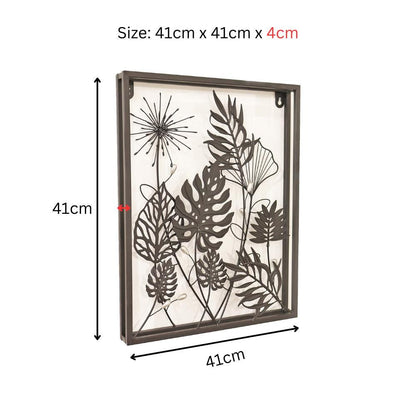 Square Floral 3D Wall Décor – 41 x 41 x 4 CM | Handcrafted Metal Flower Art | Elegant Indoor & Outdoor