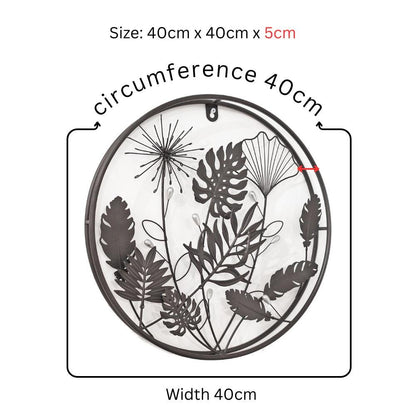 Circle Floral 3D Wall Décor – 40 x 40 x 5 CM | Handcrafted Metal Flower Wall Art | Elegant Indoor & Outdoor