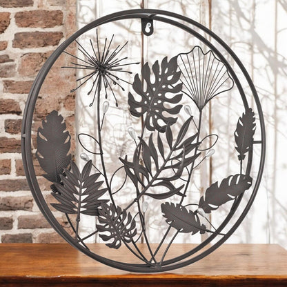 Circle Floral 3D Wall Décor – 40 x 40 x 5 CM | Handcrafted Metal Flower Wall Art | Elegant Indoor & Outdoor