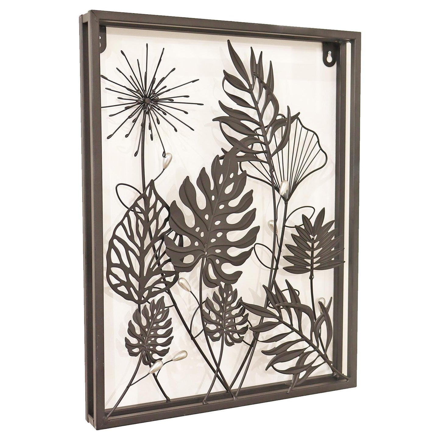 Square Floral 3D Wall Décor – 41 x 41 x 4 CM | Handcrafted Metal Flower Art | Elegant Indoor & Outdoor