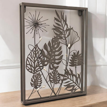 Square Floral 3D Wall Décor – 41 x 41 x 4 CM | Handcrafted Metal Flower Art | Elegant Indoor & Outdoor