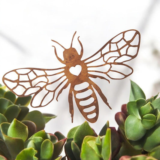 Rusted Metal Honey Bee Silhouette Wall Art – 24 x 38 CM | Rustic Bee Wall Hanging for Indoor & Outdoor