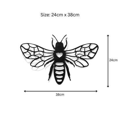 Black Metal Honey Bee Silhouette Wall Art – 24 x 38 CM | Decorative Bee Wall Hanging for Indoor & Outdoor
