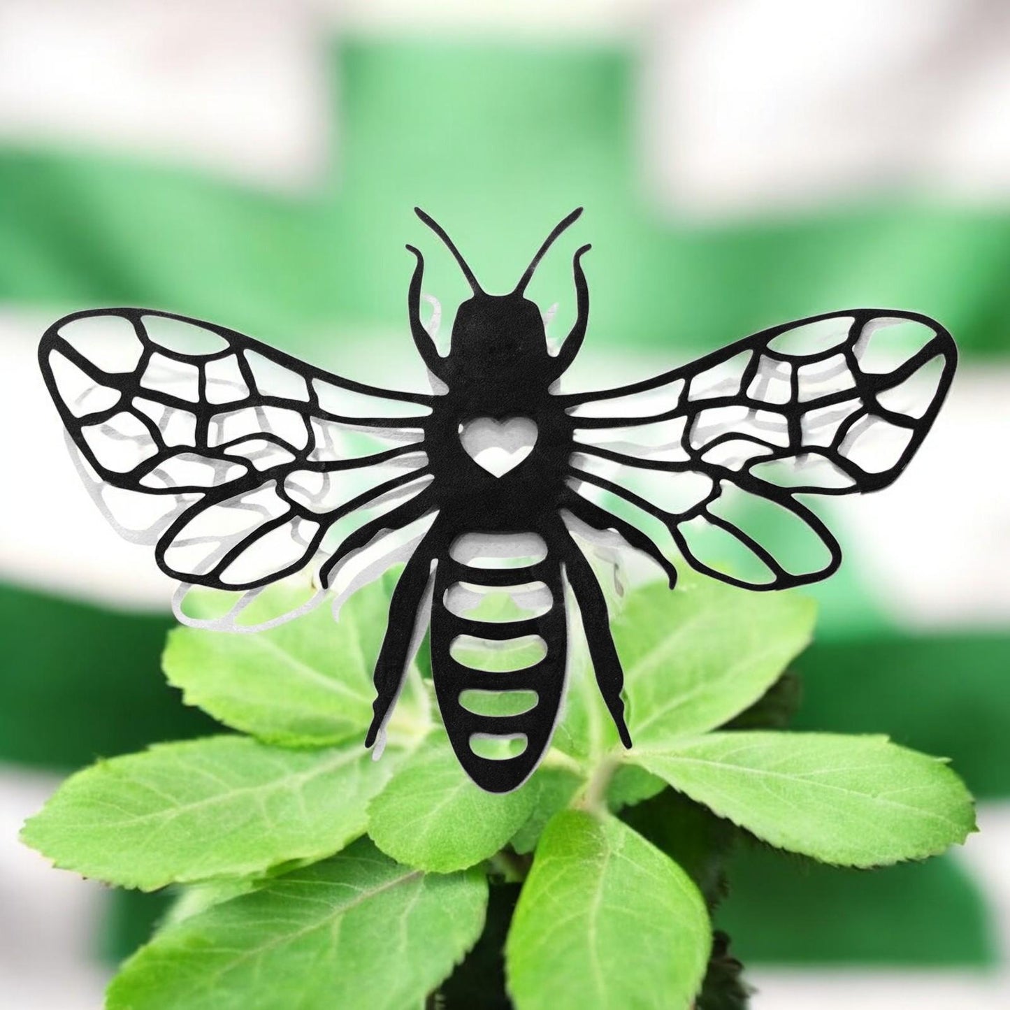 Black Metal Honey Bee Silhouette Wall Art – 24 x 38 CM | Decorative Bee Wall Hanging for Indoor & Outdoor