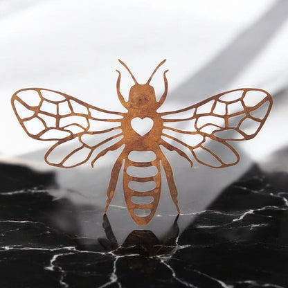 Rusted Metal Honey Bee Silhouette Wall Art – 24 x 38 CM | Rustic Bee Wall Hanging for Indoor & Outdoor