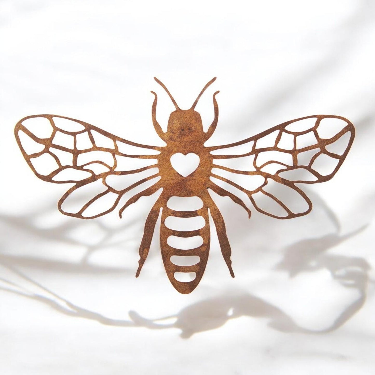 Rusted Metal Honey Bee Silhouette Wall Art – 24 x 38 CM | Rustic Bee Wall Hanging for Indoor & Outdoor