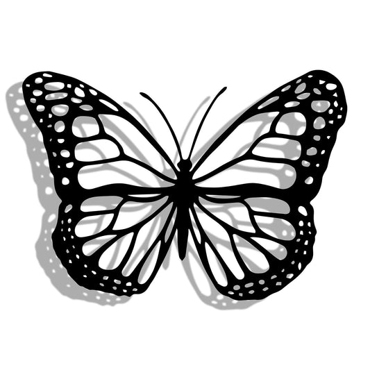 Black Metal Butterfly Silhouette Wall Art – 24 x 38 CM | Elegant Metal Butterfly Wall Décor for Indoor & Outdoor