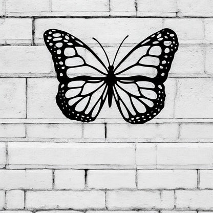 Black Metal Butterfly Silhouette Wall Art – 24 x 38 CM | Elegant Metal Butterfly Wall Décor for Indoor & Outdoor