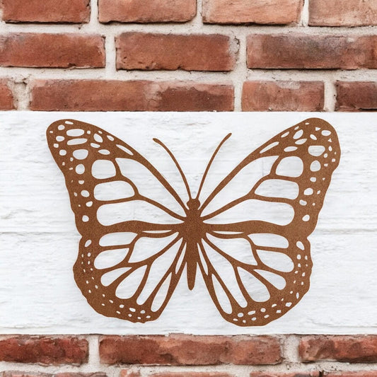 Black Rusted Butterfly Silhouette Wall Art – 24 x 38 CM | Rustic Metal Butterfly Décor for Indoor & Outdoor