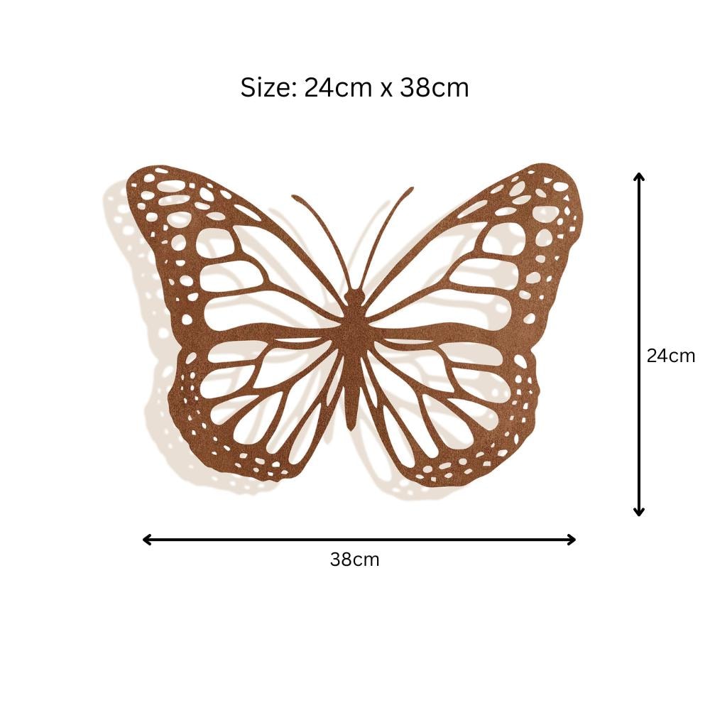 Black Rusted Butterfly Silhouette Wall Art – 24 x 38 CM | Rustic Metal Butterfly Décor for Indoor & Outdoor
