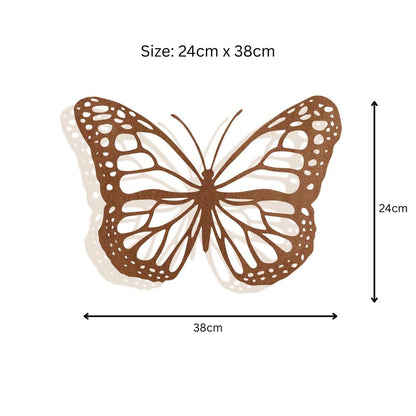 Black Rusted Butterfly Silhouette Wall Art – 24 x 38 CM | Rustic Metal Butterfly Décor for Indoor & Outdoor