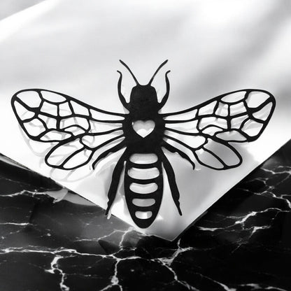 Black Metal Honey Bee Silhouette Wall Art – 24 x 38 CM | Decorative Bee Wall Hanging for Indoor & Outdoor
