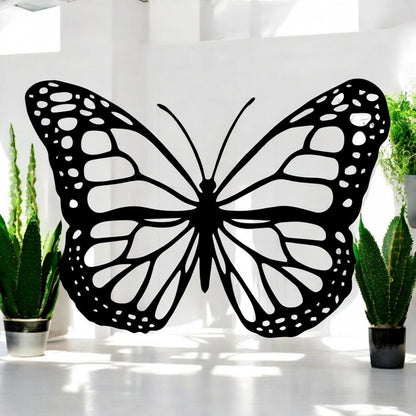 Black Metal Butterfly Silhouette Wall Art – 24 x 38 CM | Elegant Metal Butterfly Wall Décor for Indoor & Outdoor