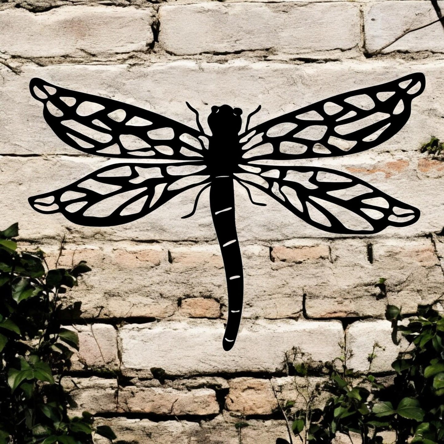 Black Metal Dragonfly Silhouette Wall Art – 24 x 38 CM | Elegant Metal Dragonfly Décor for Indoor & Outdoor