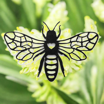 Black Metal Honey Bee Silhouette Wall Art – 24 x 38 CM | Decorative Bee Wall Hanging for Indoor & Outdoor
