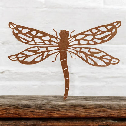 Rusted Metal Dragonfly Silhouette Wall Art – 24 x 38 CM | Rustic Metal Garden & Home Wall Décor