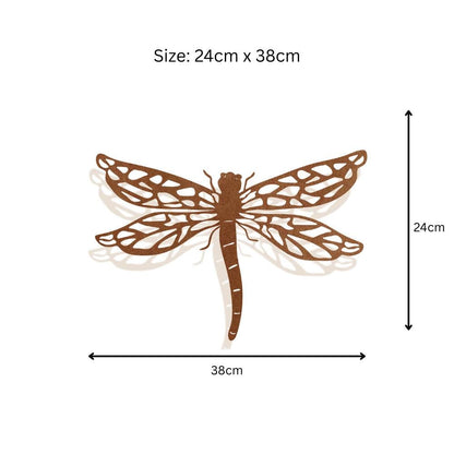 Rusted Metal Dragonfly Silhouette Wall Art – 24 x 38 CM | Rustic Metal Garden & Home Wall Décor