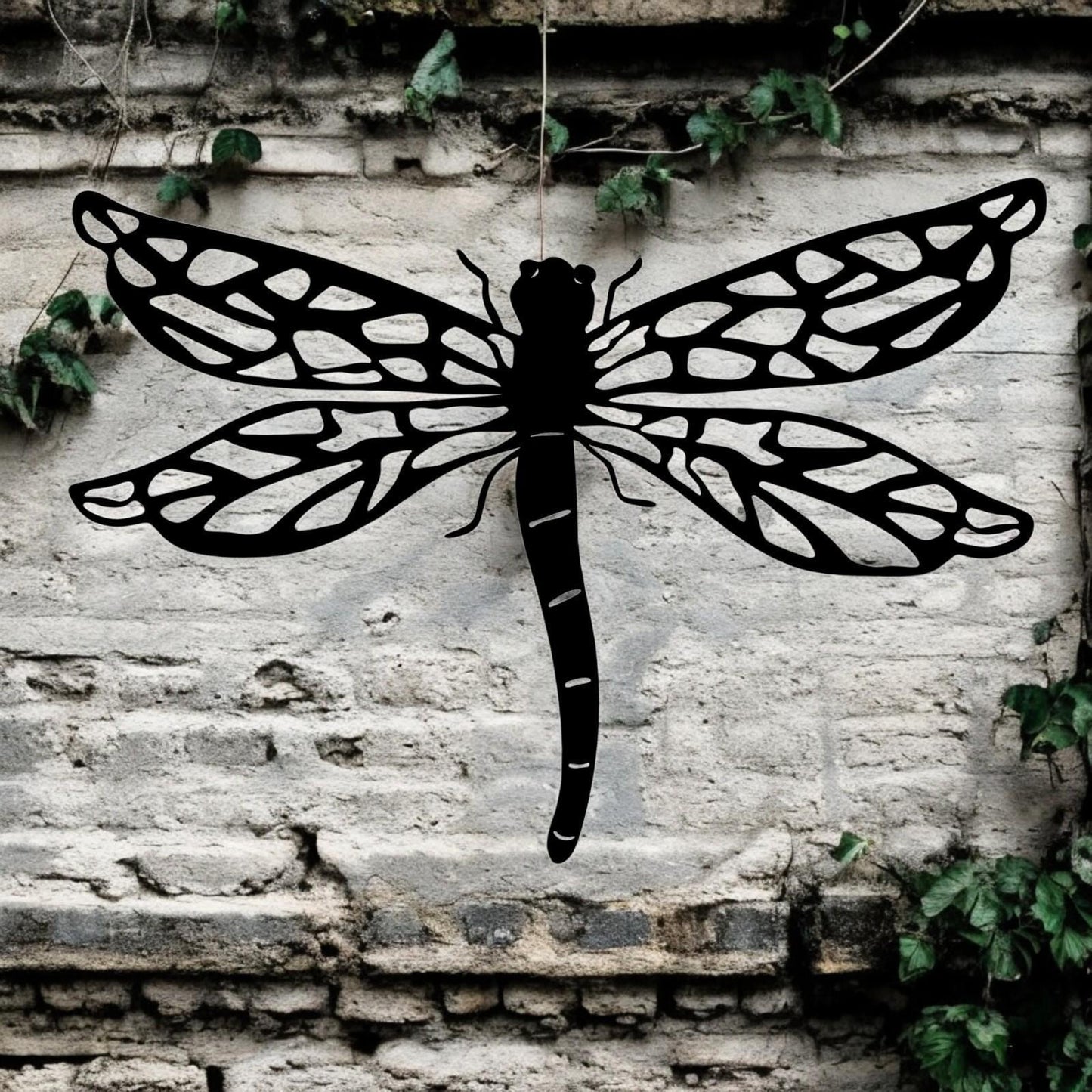 Black Metal Dragonfly Silhouette Wall Art – 24 x 38 CM | Elegant Metal Dragonfly Décor for Indoor & Outdoor