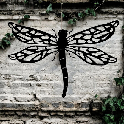 Black Metal Dragonfly Silhouette Wall Art – 24 x 38 CM | Elegant Metal Dragonfly Décor for Indoor & Outdoor