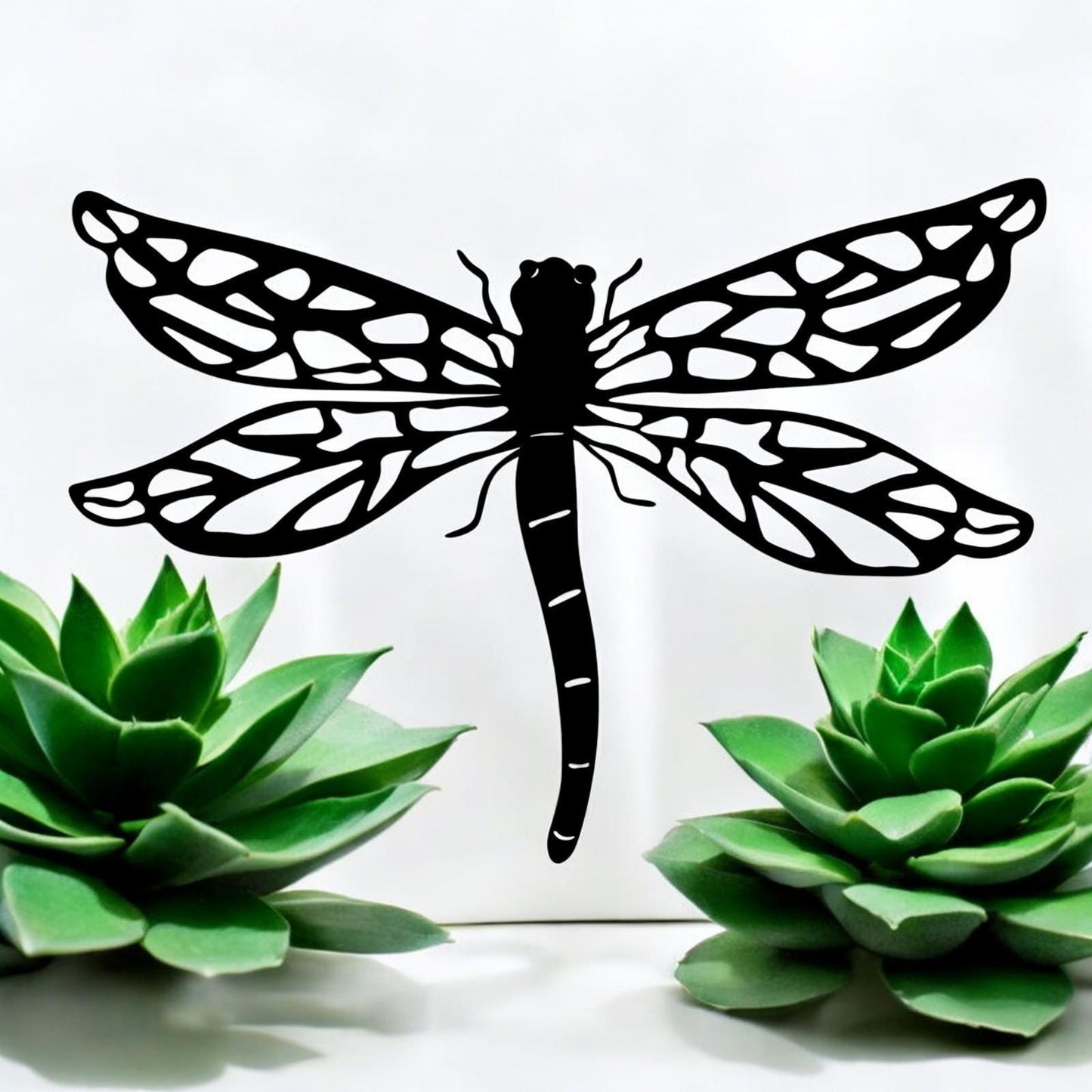 Black Metal Dragonfly Silhouette Wall Art – 24 x 38 CM | Elegant Metal Dragonfly Décor for Indoor & Outdoor