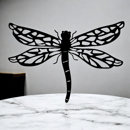 Black Metal Dragonfly Silhouette Wall Art – 24 x 38 CM | Elegant Metal Dragonfly Décor for Indoor & Outdoor