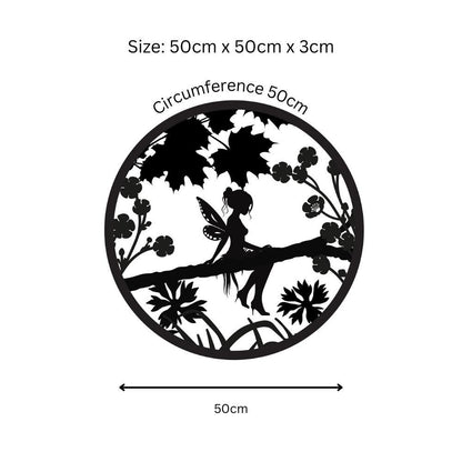 Fairy Silhouette Solar Backlit Wall Art – 50 x 50 CM | Solar-Powered Metal LED Wall Décor for Indoor & Outdoor |  Garden Art