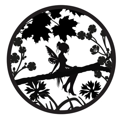 Fairy Silhouette Solar Backlit Wall Art – 50 x 50 CM | Solar-Powered Metal LED Wall Décor for Indoor & Outdoor |  Garden Art