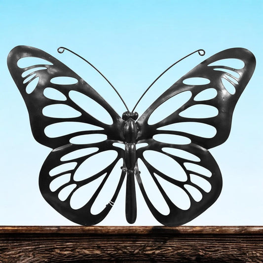 Butterfly Solar Backlit Wall Art – 25 x 34.5 CM | Solar-Powered Metal LED Wall Décor | Weatherproof Butterfly Garden Art