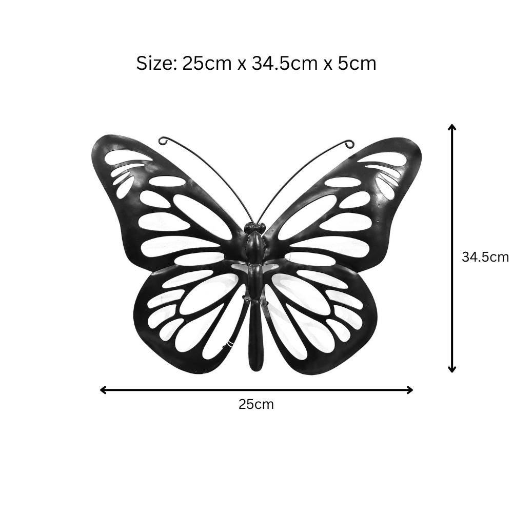 Butterfly Solar Backlit Wall Art – 25 x 34.5 CM | Solar-Powered Metal LED Wall Décor | Weatherproof Butterfly Garden Art