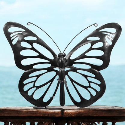 Butterfly Solar Backlit Wall Art – 25 x 34.5 CM | Solar-Powered Metal LED Wall Décor | Weatherproof Butterfly Garden Art