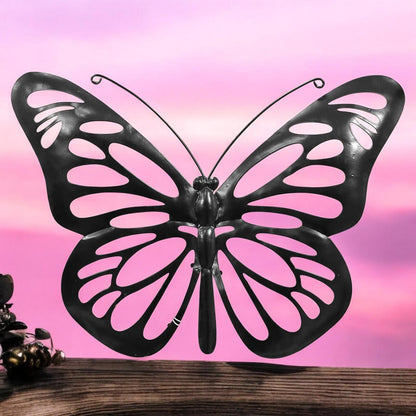 Butterfly Solar Backlit Wall Art – 25 x 34.5 CM | Solar-Powered Metal LED Wall Décor | Weatherproof Butterfly Garden Art