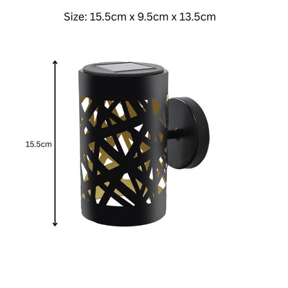 Metal Weave Wall Mounted Solar Light – 15.5 x 9.5 x 13.5 CM | Solar-Powered LED Outdoor Wall Sconce