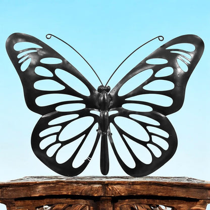 Butterfly Solar Backlit Wall Art – 25 x 34.5 CM | Solar-Powered Metal LED Wall Décor | Weatherproof Butterfly Garden Art