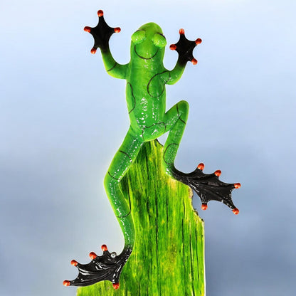 Green Metal Frog Wall Art – 47 x 27 x 5 CM | Hand-Painted 3D Metal Frog Wall Décor