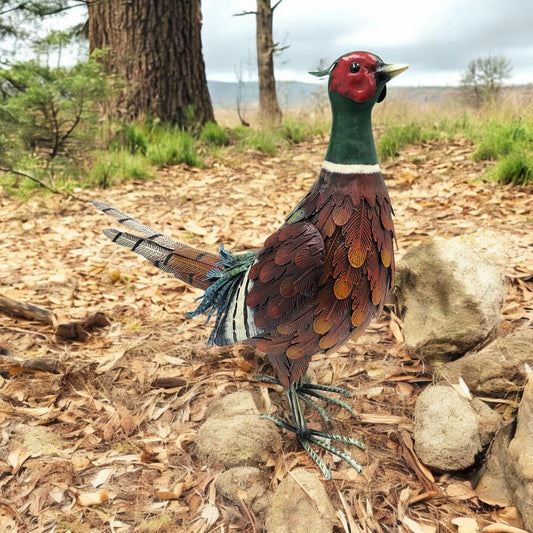 Metal Ring-Necked Pheasant – 50 x 15 x 40 CM | Handcrafted Metal Bird Garden Ornament