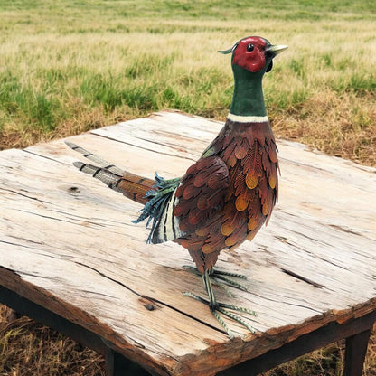 Metal Ring-Necked Pheasant – 50 x 15 x 40 CM | Handcrafted Metal Bird Garden Ornament