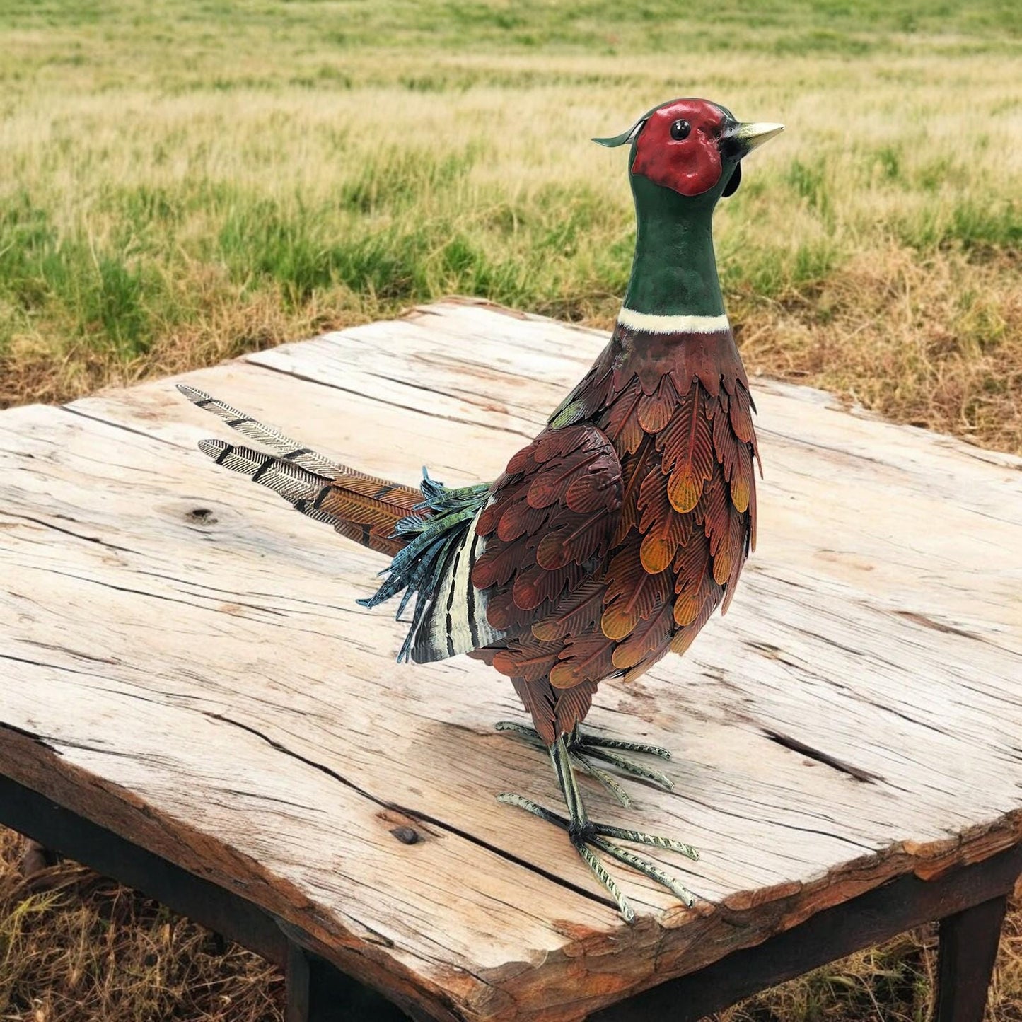 Metal Ring-Necked Pheasant – 50 x 15 x 40 CM | Handcrafted Metal Bird Garden Ornament