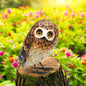 Small Metal Standing Brown Owl – 28 x 20 x 13 CM | Rustic Garden Owl Ornament | Handcrafted