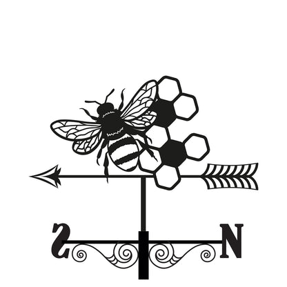 Metal Bee Silhouette Weathervane – 65 x 34 x 29 CM | Decorative Outdoor Wind Vane for Garden, Roof, Fence & Shed
