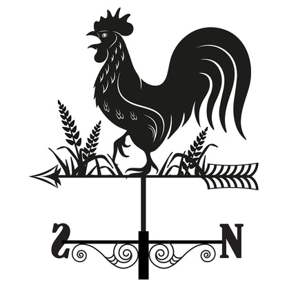 Metal Cockerel Silhouette Weathervane – 65 x 34 x 29 CM | Decorative Rooster Wind Vane for Garden, Barn, Roof & Fence