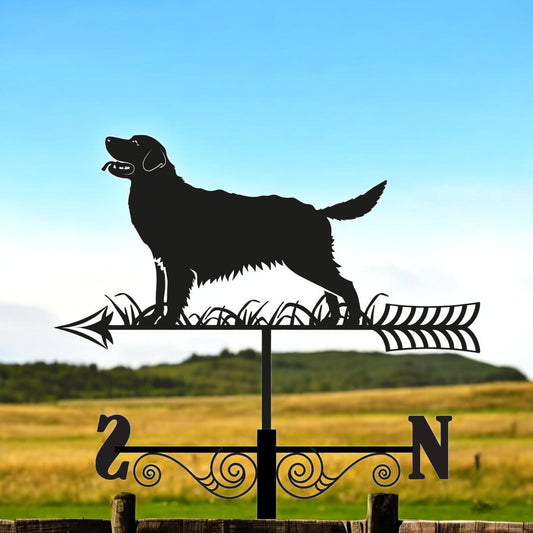 Metal Golden Retriever Silhouette Weathervane, Decorative Dog Wind Vane for Garden, Barn, Roof & Fence