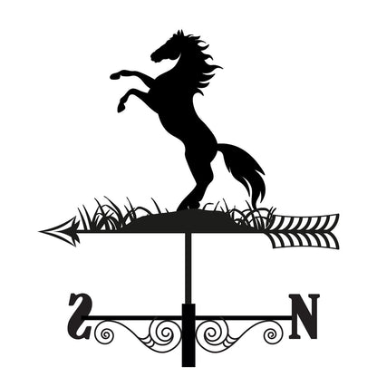 Metal Rearing Horse Silhouette Weathervane – 65 x 34 x 29 CM | Decorative Outdoor Wind Vane for Garden, Roof, Fence & Shed