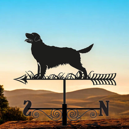Metal Golden Retriever Silhouette Weathervane, Decorative Dog Wind Vane for Garden, Barn, Roof & Fence