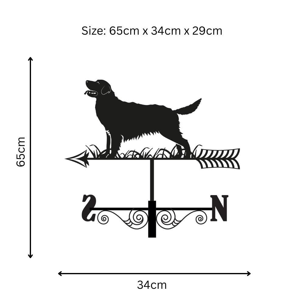 Metal Golden Retriever Silhouette Weathervane, Decorative Dog Wind Vane for Garden, Barn, Roof & Fence