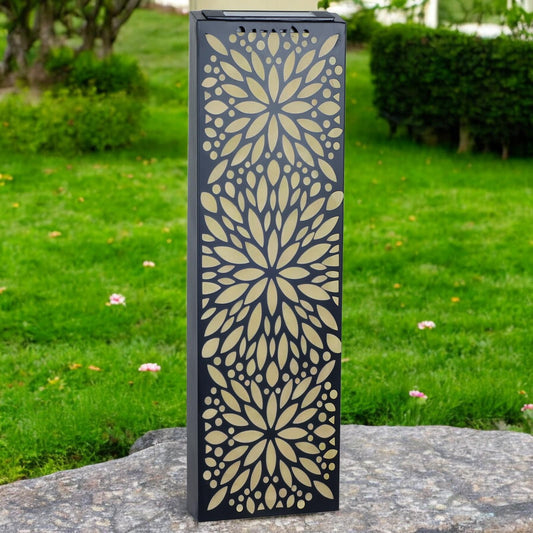 Metal Flower Solar Wall Panel – 60 x 20 x 5 CM | Solar-Powered Outdoor Wall Art | Weatherproof Metal Garden Decor