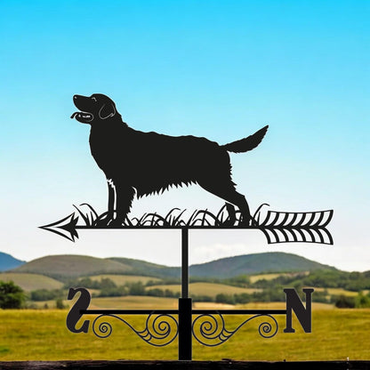 Metal Golden Retriever Silhouette Weathervane, Decorative Dog Wind Vane for Garden, Barn, Roof & Fence