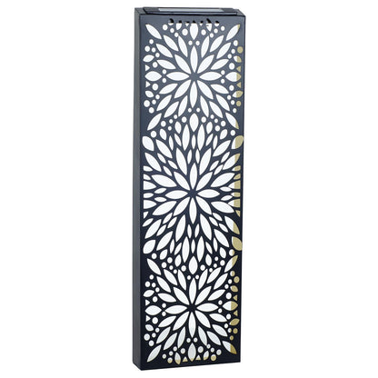 Metal Flower Solar Wall Panel – 60 x 20 x 5 CM | Solar-Powered Outdoor Wall Art | Weatherproof Metal Garden Decor