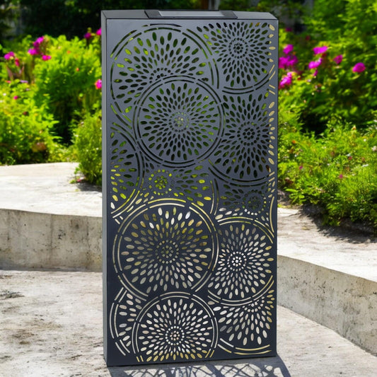 Large Metal Moroccan Solar Wall Panel – 70 x 30 x 5 CM | Solar-Powered Outdoor Wall Art | Weatherproof Decorative Garden Panel